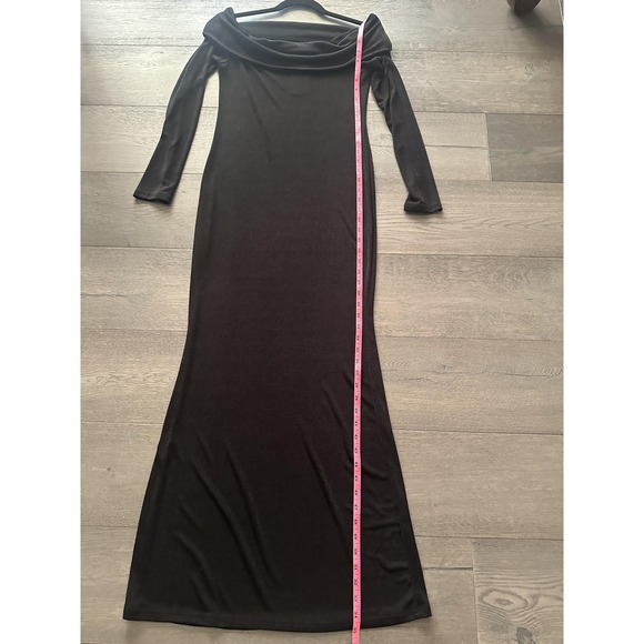 Edikted Dress Womens Large Black Off Shoulder Long Sleeve Maxi Bodycon S14961 - Picture 5 of 16